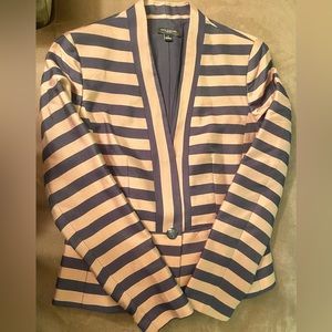 Ann Taylor Peplum Blazer Jacker Size 4 Navy and Camel